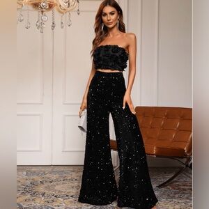 Black Sequin Pants | Size M